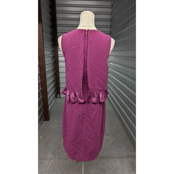 TRINA TURK Size 4 Dress Ruffle Layer Bodice Split Back Sheath - Picture 4 of 11